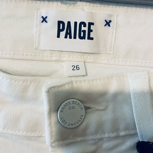 PAIGE | Paige Skyline Ankle Peg White mid rise Jeans with Raw Hem NWT size 26 - Picture 11 of 11